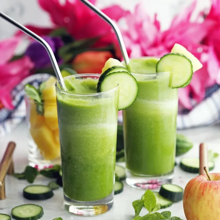 cucumber mint pineapple smoothie featured