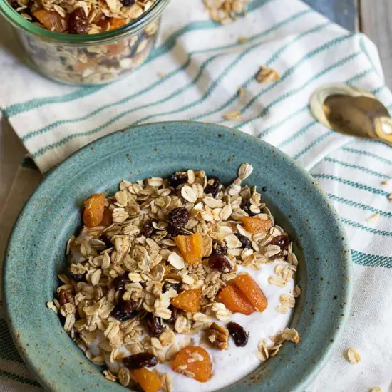 PLAIN MUESLI WITH YOGURT OR MILK